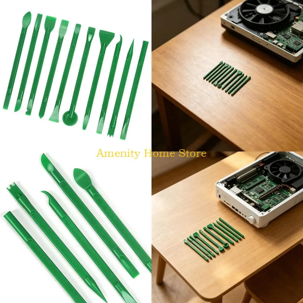 F26C Green Pry Tool Set Disassembly Tool For Safe Electronics Disassembly With Angled Flat Curved Heads For All Repair Needs