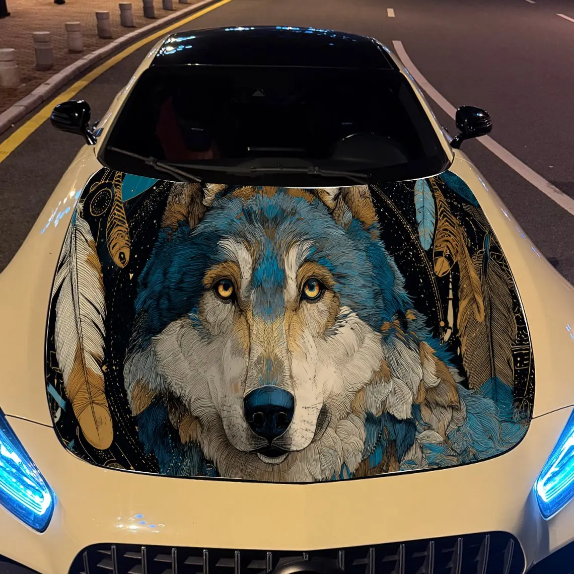 

Креативная наклейка на капот двигателя автомобиля с перьями, автоматические виниловые обертки, водонепроницаемая самоклеящаяся наклейка на автомобиль, прочная и защита от царапин