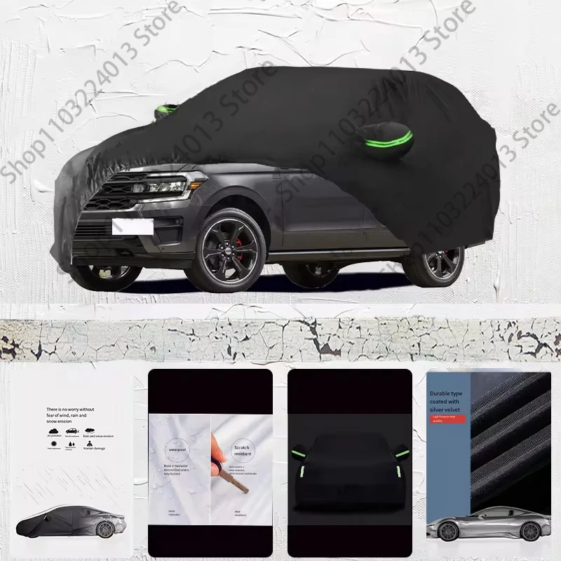 

For Ford Expedition L fit Outdoor Protection Full Car Covers Snow Cover Sunshade Waterproof Dustproof Exterior Car cover Black