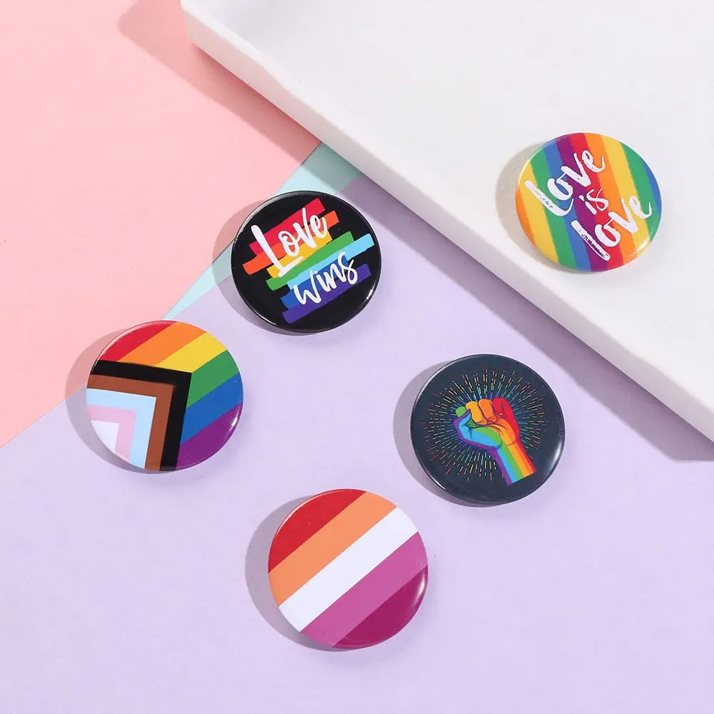 LGBT Rainbow Gay Pins Tinplate Badge Lapel Denim Hat Brooches Men Women Collar Pin Jewelry Accessories