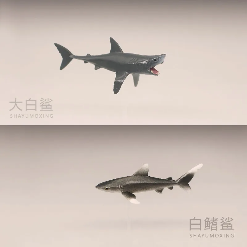 Animali marini in miniatura Action Figures Modello Squalo a testa di martello Squalo blu Grande squalo bianco Decorazione paesaggio microscopico