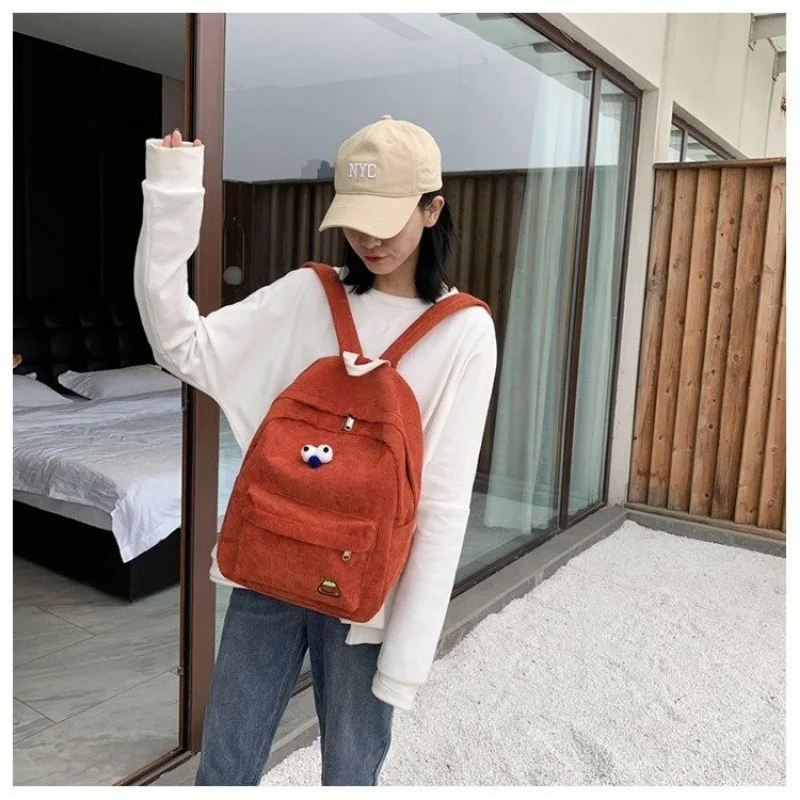 Cute High School Backpack Corduroy Bag New Fashion Solid Color Women Backpack Girls School Backpack Children Travel Bag