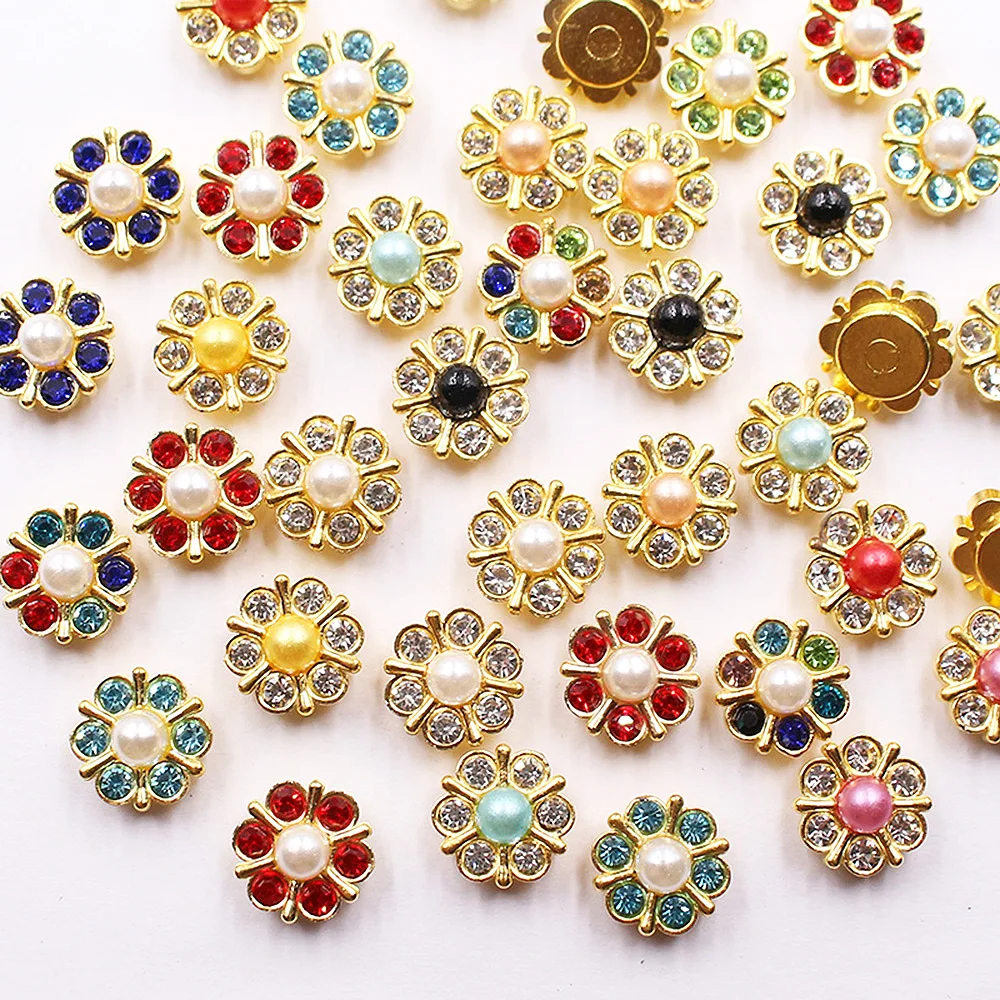 

Resin Rhinestones with Gold Flatback, Shiny Crystals Stones Beads, Flower Resin Glue On Rhinestones for Clothes , 13mm, 50PCs