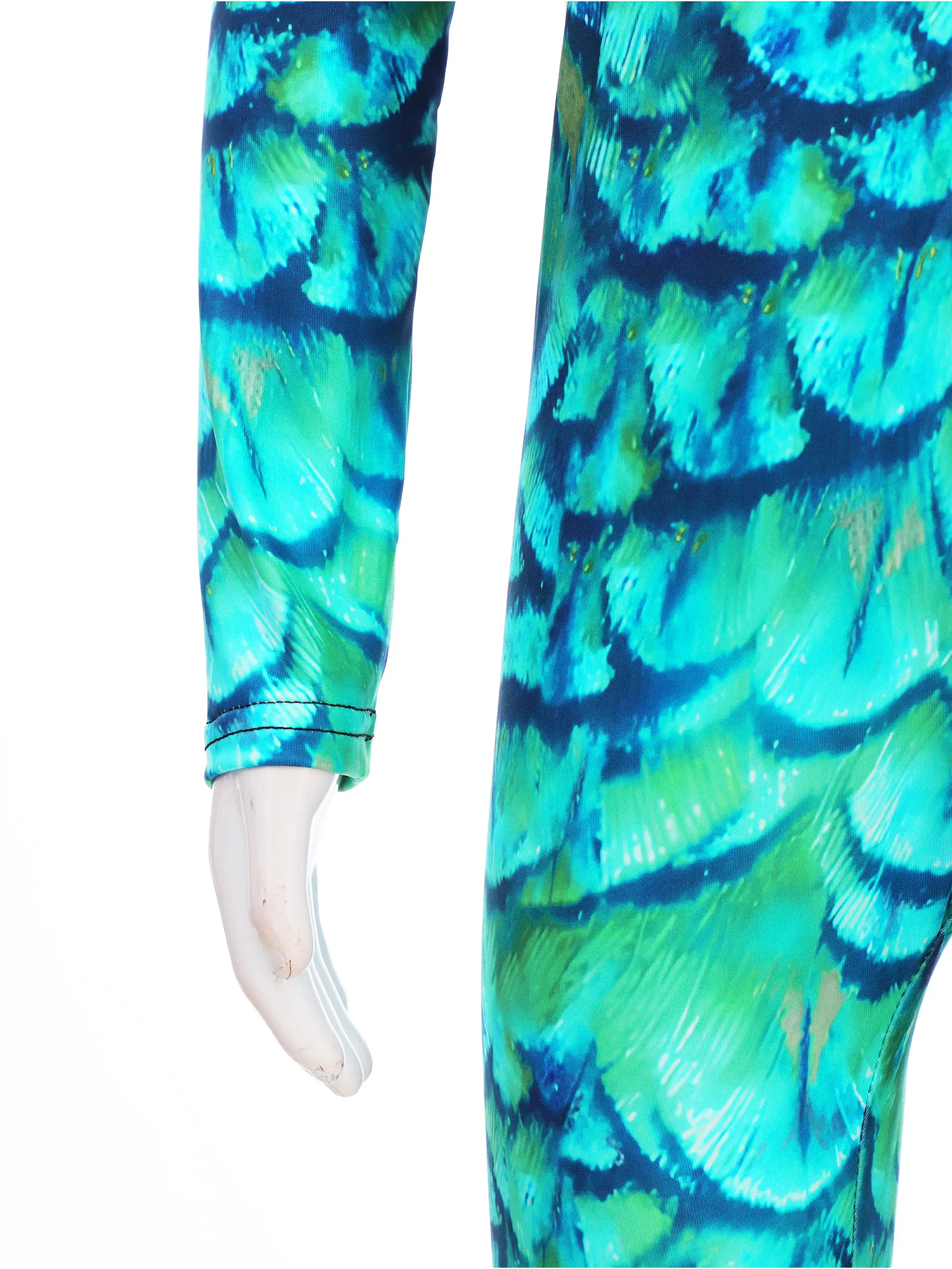 Fashion Girls Cosplay Jumpsuit Long Sleeve Tights Fish Scales Print Zipper Bodysuit Leotard Roleplay Costume Children's Jumpsuit