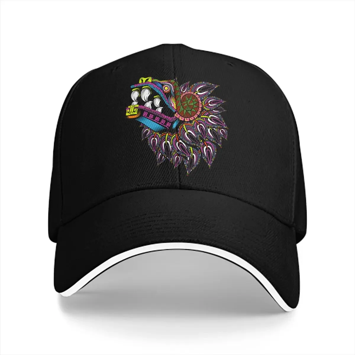 Aztec Abstract Art Multicolor Hat Peaked Cap Quetzalcoatl Huichol Personalized Visor Protection Hats