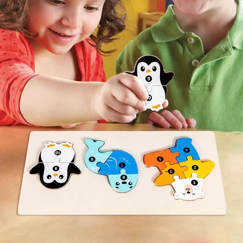 Animal Shape Puzzle For Kids Wooden Pattern Blocks Set Wood Animal Building Puzzle School Learning Toys Early Education Helper