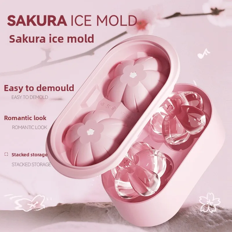 Cherry Blossom Ice Maker Ice Cube Maker Whiskey DIY Mold Refrigerator Ice Cube Tray Ice Box