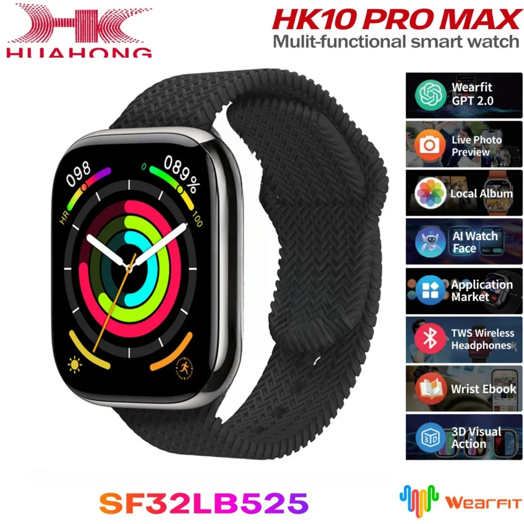 HK10 Pro Max Smart Watch Series 10 Men AMOLED Video Music AOD Fitness Tracker Women Series X Smartwatch for iOS Android