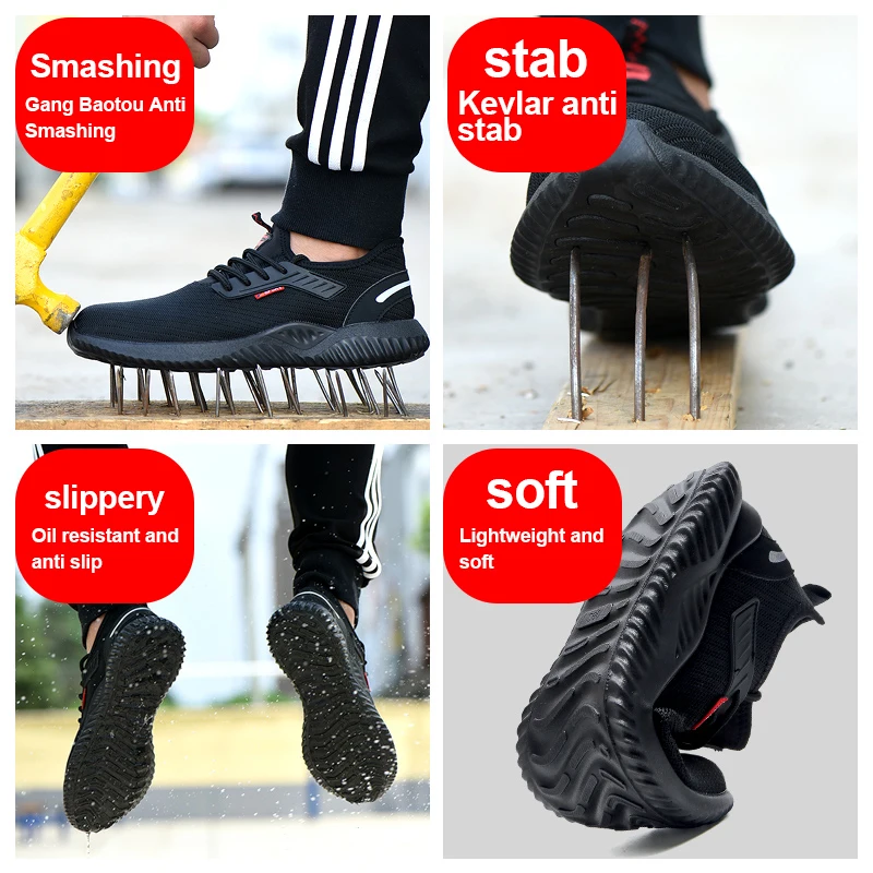 Sneakers da lavoro scarpe con punta in acciaio scarpe antinfortunistiche da uomo scarpe da lavoro antiforatura stivali moda indistruttibile