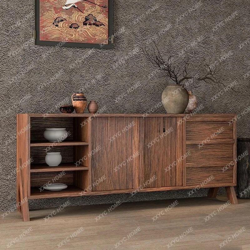 XXEntryway Japanese Style Sideboard Weathered Wood Storage Living Room Wine Cabinet Homestay Storage Cabinet
