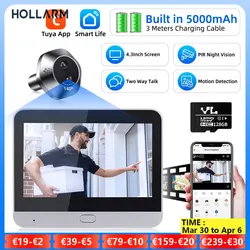Hollarm 4,3 Zoll Tuya Türklingelkamera Wifi Guckloch Türkamera 1080P PIR Nachtsicht Bewegungserkennung Türspion EstoΜsos