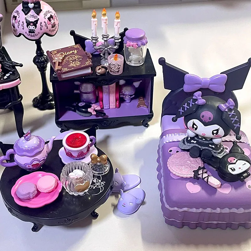 

Rement Sanrio Series Genuine Collection Miniature Scene Kawaii Blind Box Action Figure Adorable Anime Doll Fidgets Toy Gift