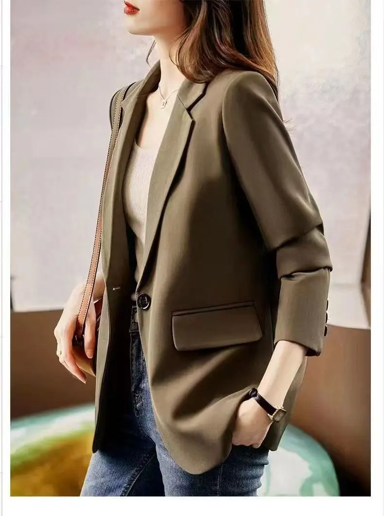 Blazer Oversize Women Women'S Summer Suit Sensible High-Grade Lock Champagne Famale Double-Row Trends Collars Transparent
