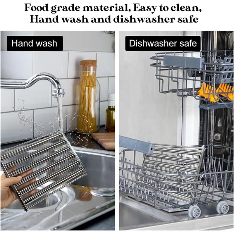 GOOD-2Pcs هوت دوج الأسطوانة للشواية السجق الأسطوانة الرف مع مقبض الخشب شواء هوت دوج شواء للكلاب الساخنة المطبوخة بالتساوي