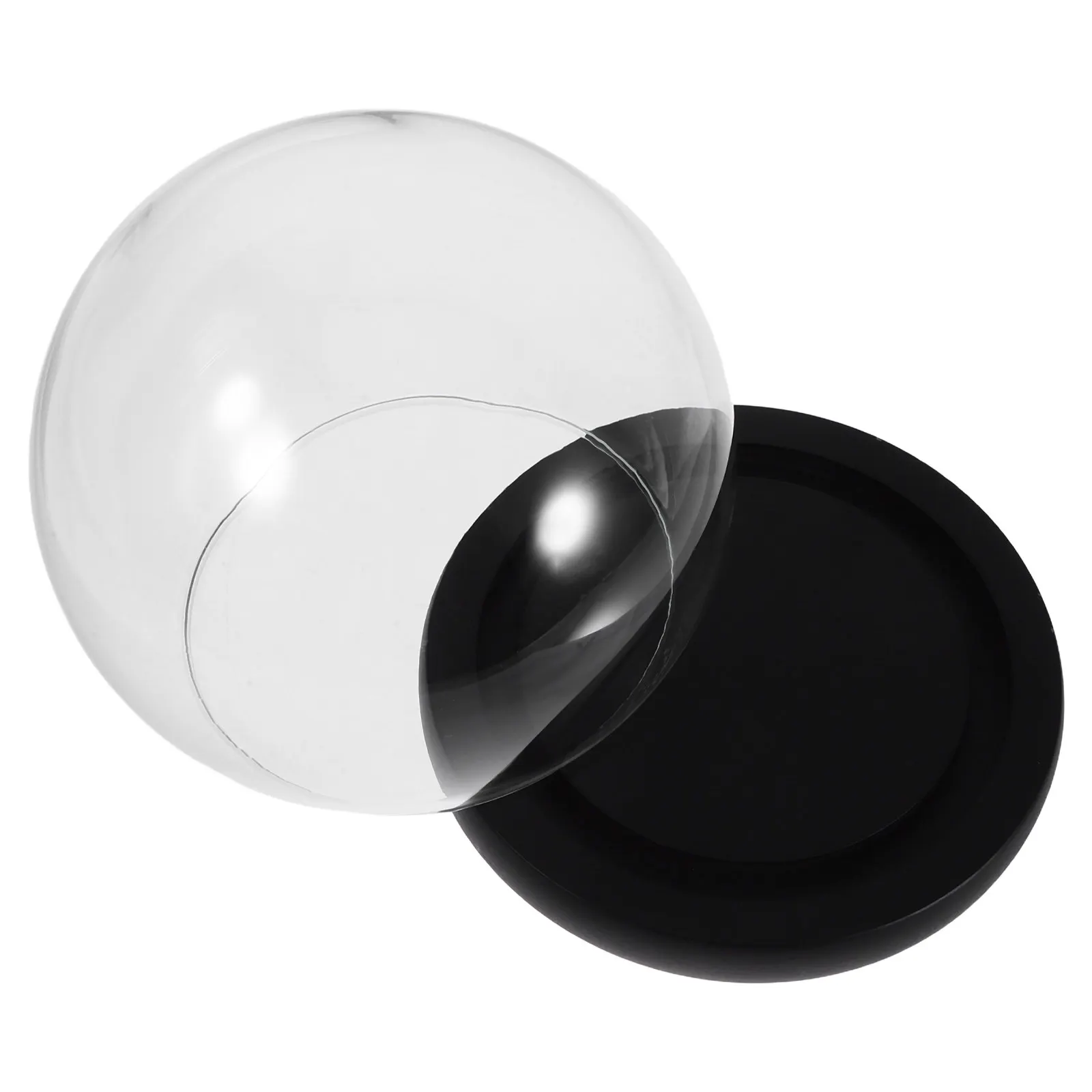 

Стеклянный купол-витрина круглый прозрачный с основанием из массива дерева, для вечных цветов, снежных шаров, поделок, пустой колокол-клош для интерьера