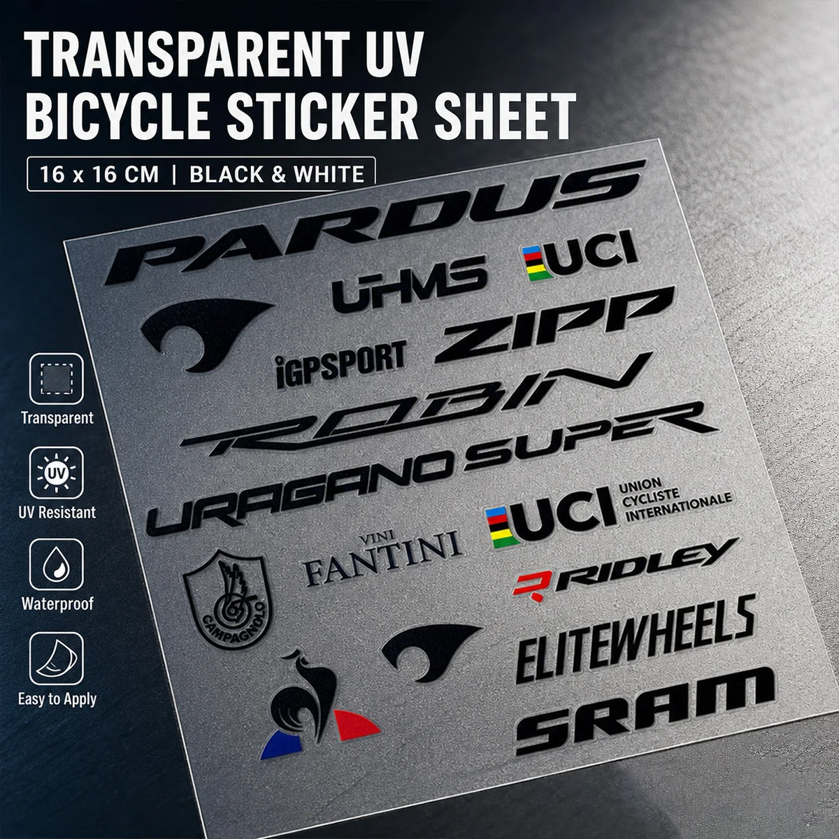 Transparent Uv Waterproof Cycling Stickers for Pardus Ridley UCI Racing Team Logo Vinyl Decals Road Mtb Decorative Accessories