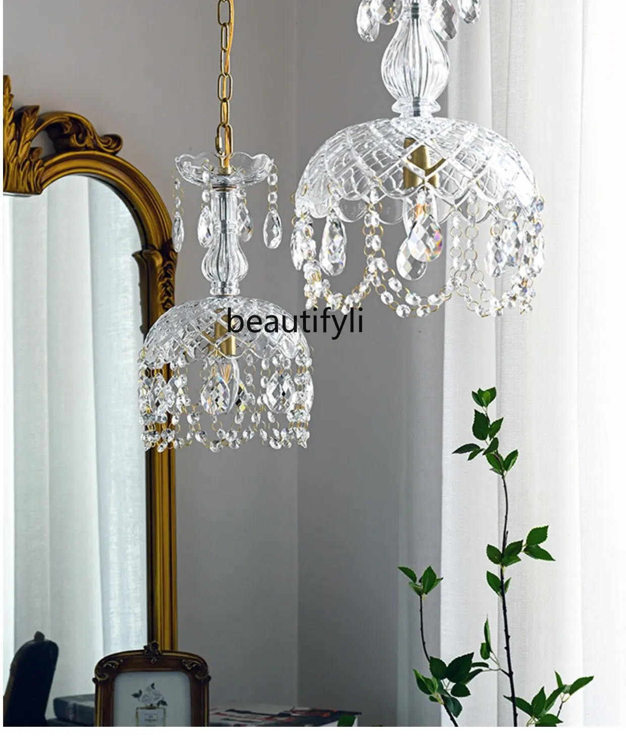 zq Hallway Corridor Crystal Glass Lamp Bedroom Bedside French Entry Lux Bay Window Balcony Small Droplight