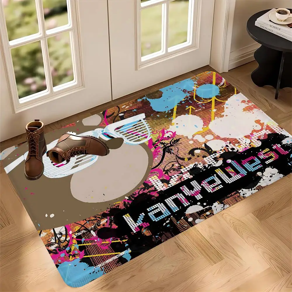 Rapper K-Kanye W-West Door Mat Washable Non-Slip Living Room Sofa Chairs Area Mat Kitchen Bedside Area Rugs