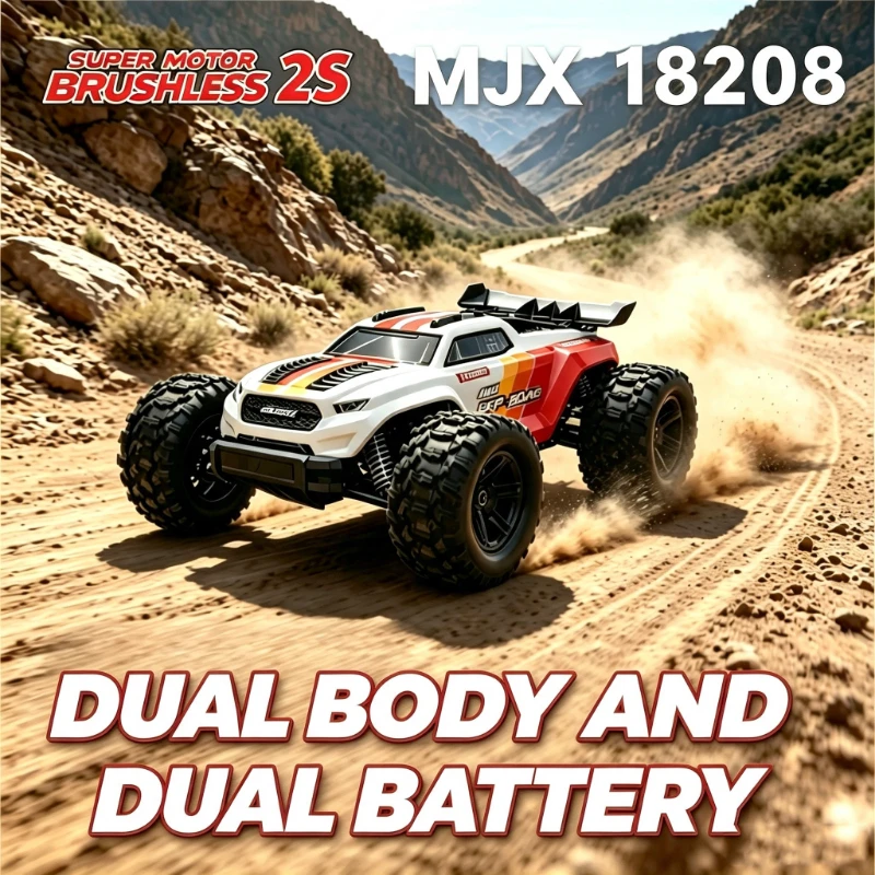 MJX 18208 1/18 High-Speed ​​RC Off-Road Vehicle 380 Brushed Motor Aluminum Heatsink 2.4G Remote Control Climbing Car Toy