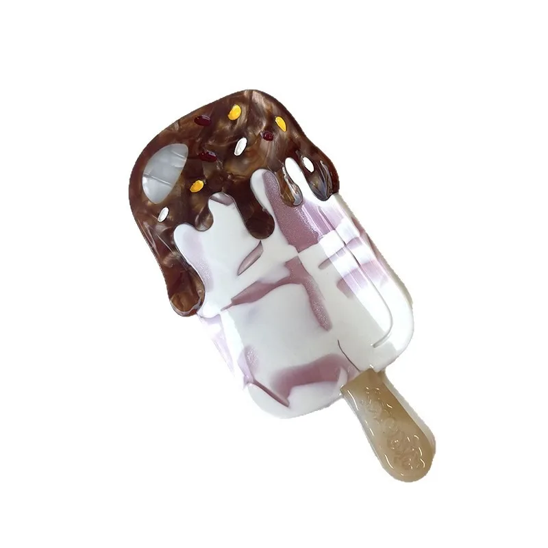 Cartoon Ice Cream Acetate Shark Hair Claw, Kiwi Watermelon Chocolate Spliced Hair Clip Cute Creative Daily Accessory Unique Gift