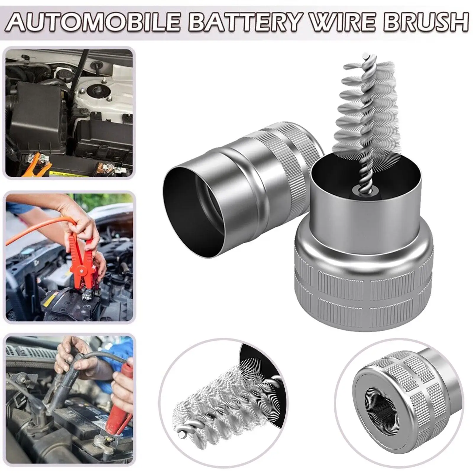 Narzędzia do czyszczenia samochodu Zacisk akumulatora samochodowego Szczotka druciana Środek czyszczący Nierdzewne brudne szczotki druciane Post Stalowa szczotka do czyszczenia korozji B0U7
