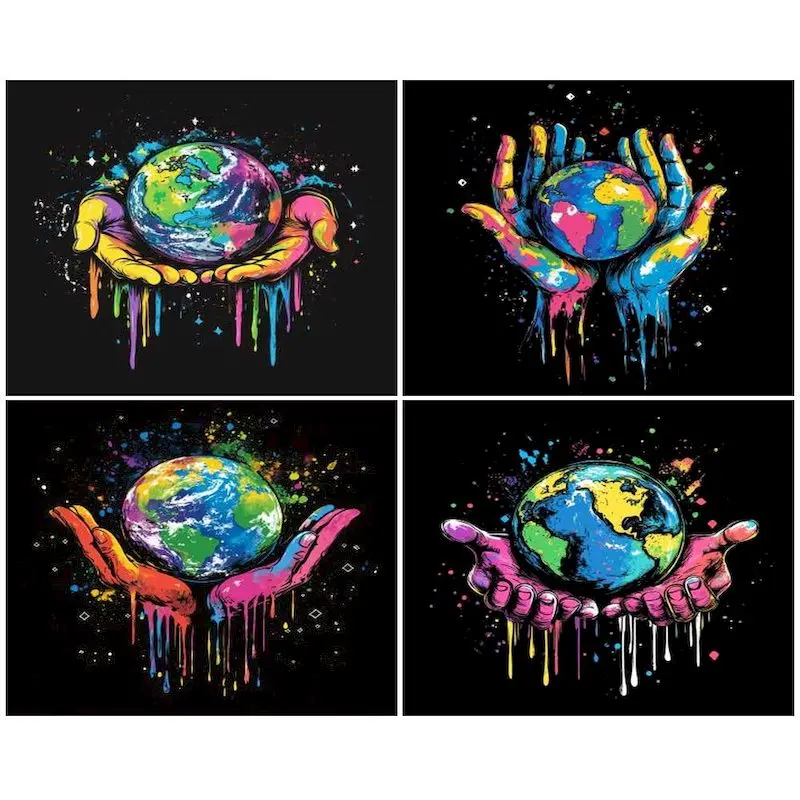 

GATYZTORY Paint By Numbers For Adults Earth Scenery Space Universe Oil Painting Home Wall Decor Canvas Colouring Artwork Frame