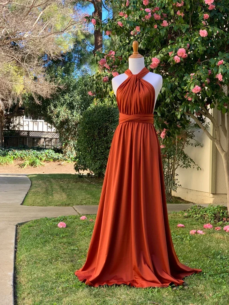 Rust Bridesmaid Dress Infinity Multiway Maxi Bridesmaid Dress Formal Wrap Wedding Evening Dress Wedding Cocktail Floor Length