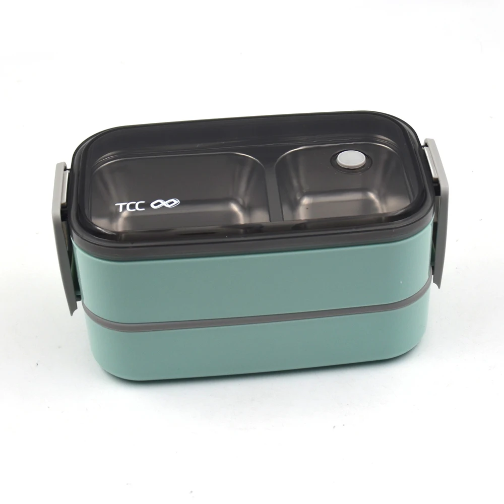 For Double Layer Portable Bento Box Container Student Insulated Stainless Steel Lunch Box with Spoon and Chopsticks