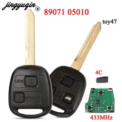 jingyuqin Replacement 89071 05010 Remote Car Key 433MHZ 4C Chip For Toyota Yaris Avensis TOY47 Blade 2/3 Buttons Fob