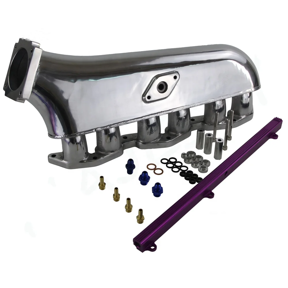 Polished Intake Manifold Top Feed Fuel Rail Purple For 1JZ 1JZGTE