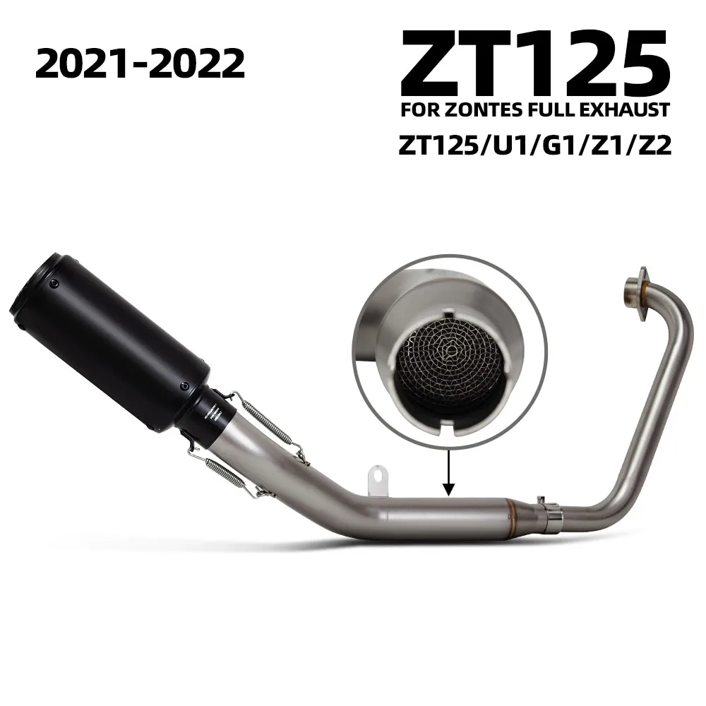 

For Zontes ZT125 U1 G1 Z1 Z2 2021-2025 Motorcycle Exhaust Full System Front Pipe Connect S1 Muffler