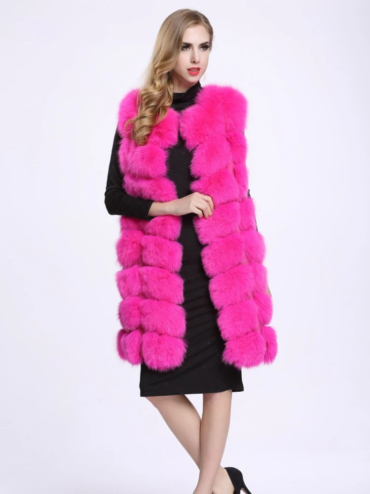 ZADORIN, chaquetas de piel sintética de lujo de 90cm para mujer, chaleco largo ajustado sin mangas de piel sintética, abrigo cálido peludo para