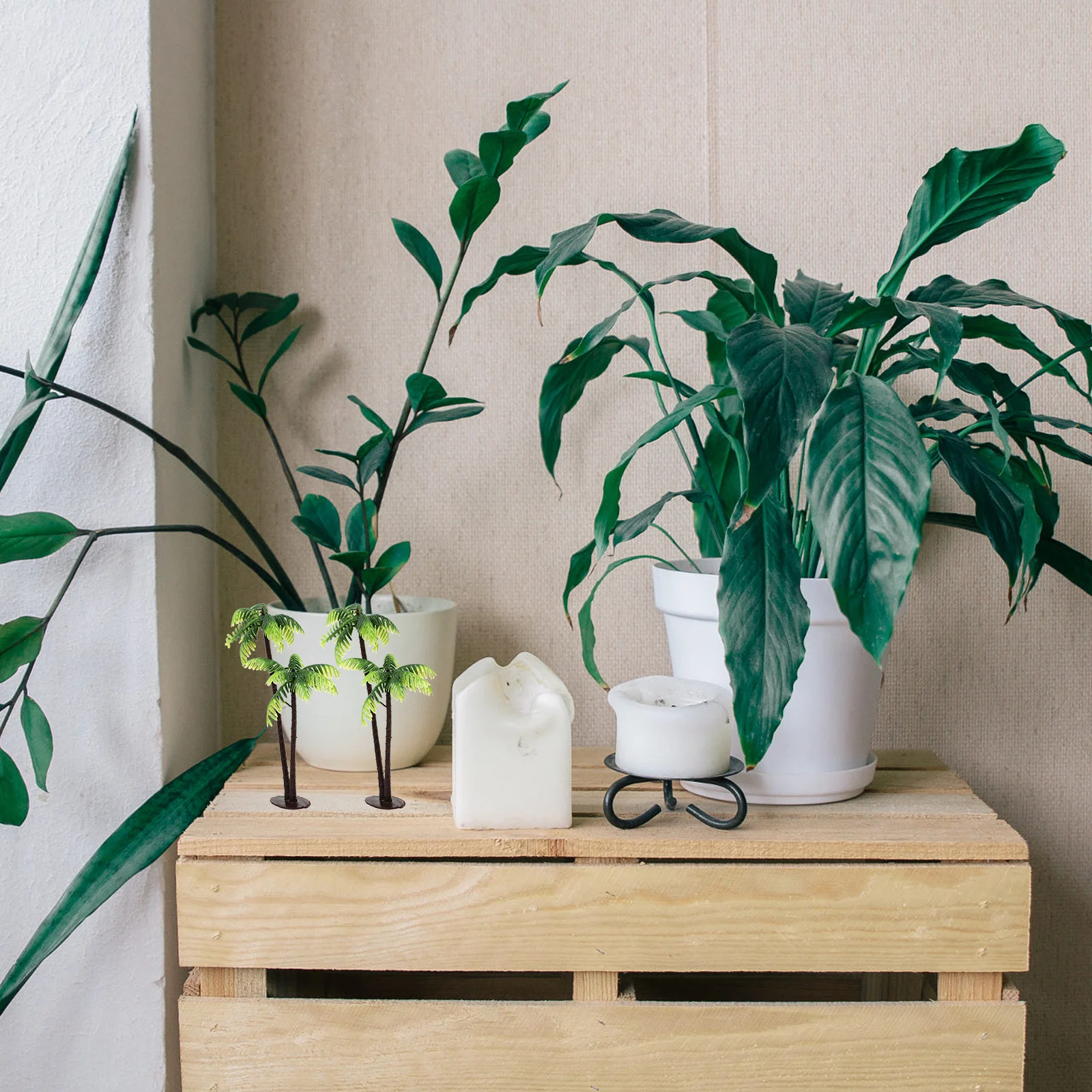 

3Pcs Plastic Coconut Palm Tree Miniature Artificial Mini Garden Bonsai Craft Decoration for Fairy Garden Terrarium Micro