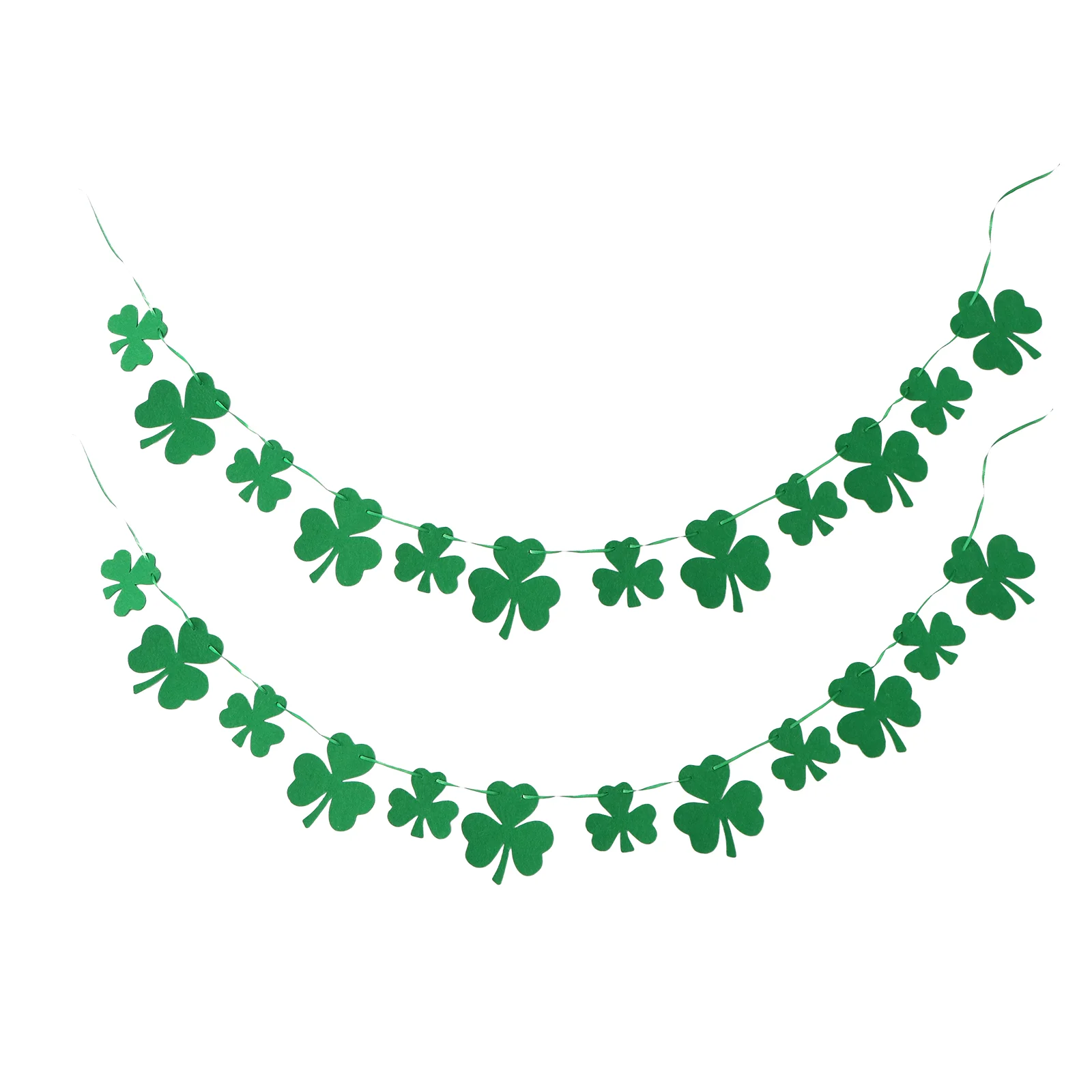 2 Pcs Flower St Patrick's Day Banner Photo Prop Party Hanging Adornment Green Garland Supply Decors Felt