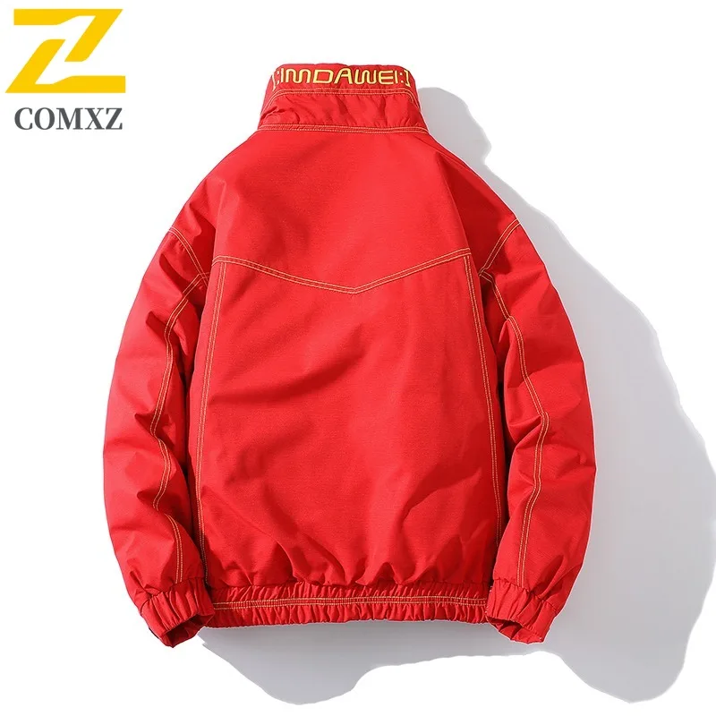 COMXZ Men Puffer Jacket 2025 New Trendy Ski Street Warm High Quality Travel Cotton Padded Jacket Windproof Snow Winter Jackets