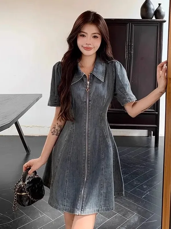 

plus Size 300 Pou Women's Faion Summer Dr High Waist A-Line ort Skirt Collar Slimming Effect European Sle Cl...