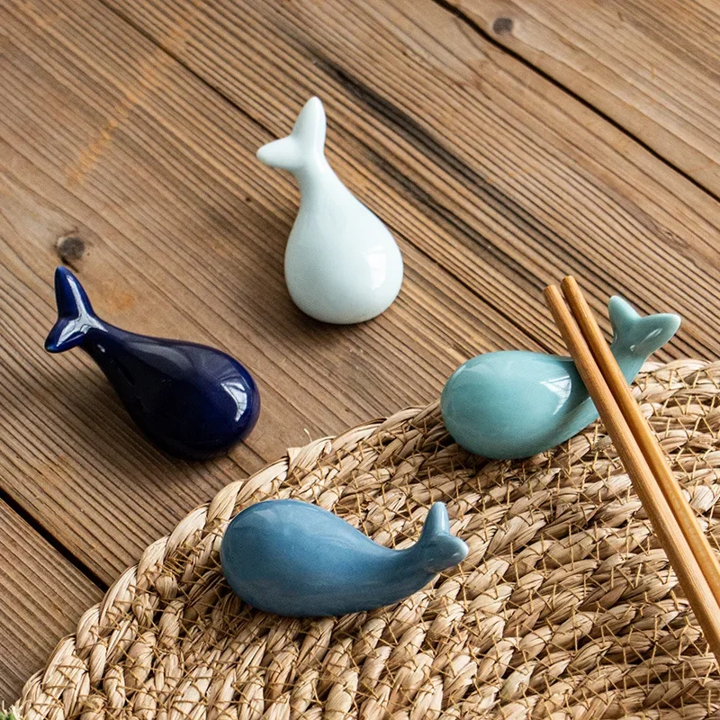 Cute Fish Chopsticks Rest Dining Table Ornament Ceramic Crafts Whale Shape Chopsticks Rest Holder Household Chopstick Pillow