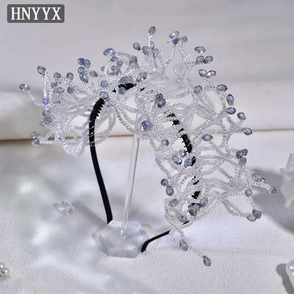 

HNYYX Crystal Headbands Handmade Beaded Accessories Unique Design Headwear Wedding Hair Jewelry Bridal Hair Tiara A123