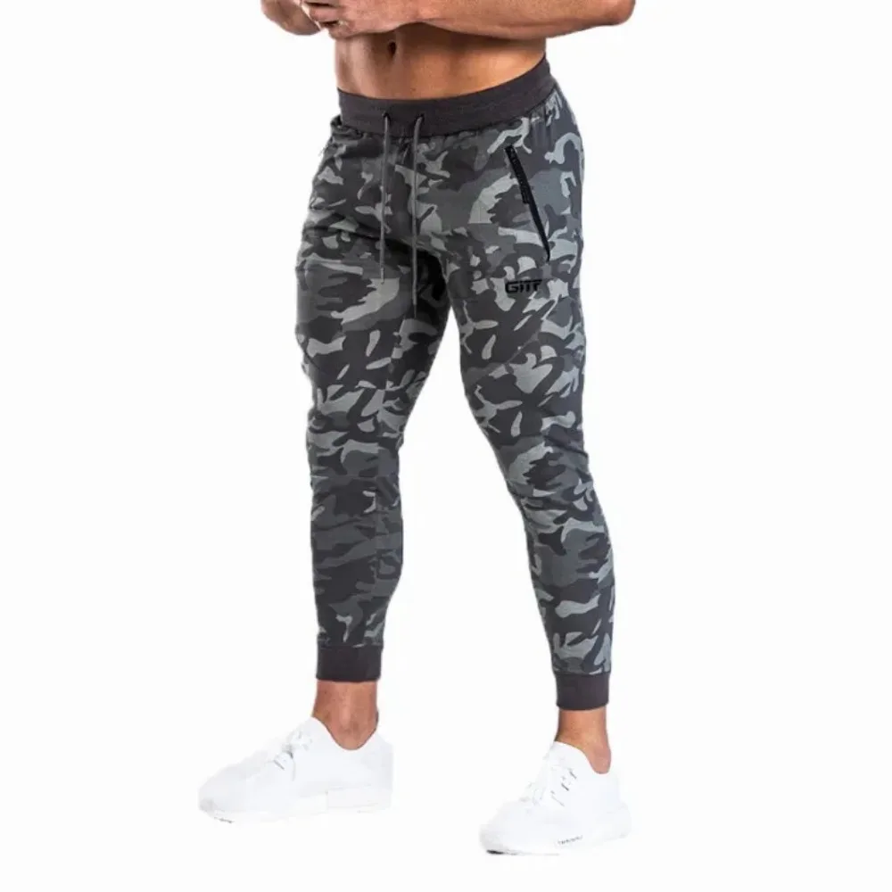 Jogger Men's Sweatpants Invisible Open Crotch Outdoor Sex Club Fitness Trousers Camouflage Tight Zipper Pocket Sport Clothing