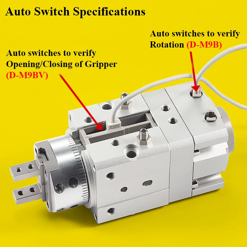 MRHQ10D/16D/20D/25D-90S 180S 360 Rotating Swinging Air Claw MRHQ Series Rotary Gripper Clamping Finger Cylinder