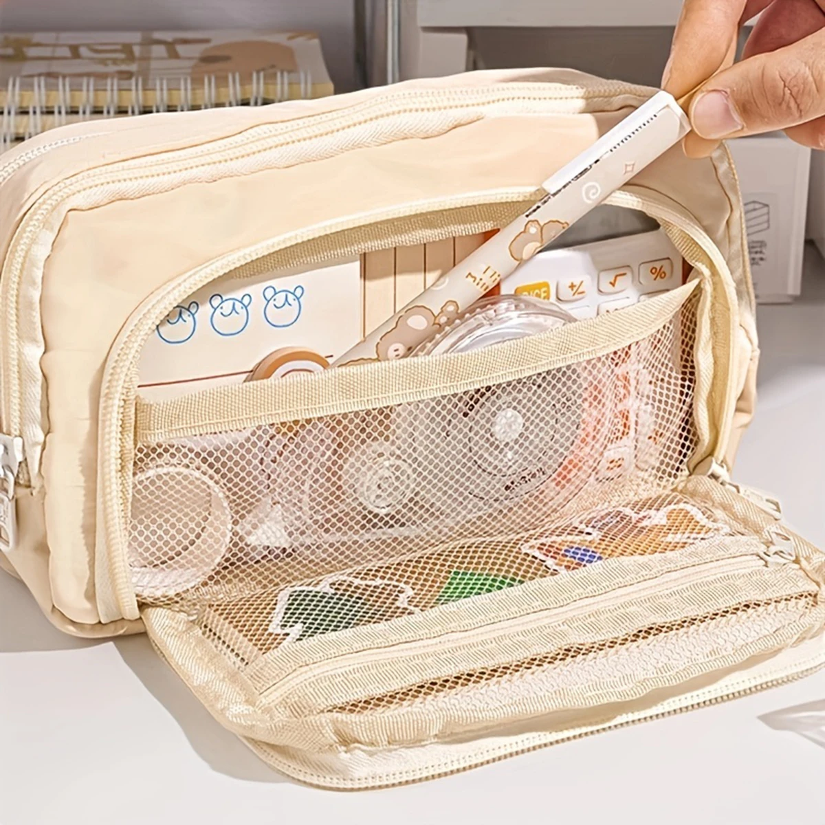 Большая емкость, 3-слойная коробка для ручек, кавайные пеналы, милый чехол для ручек для студентов, канцелярские принадлежности для школы