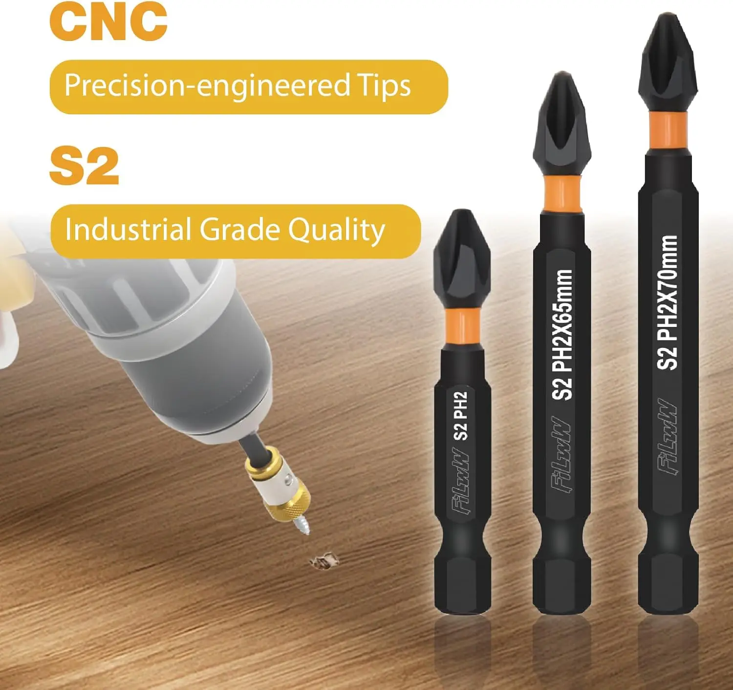 3-Piece Magnetic Screw Ring Set with PH2 Screwdriver Bits, 1/4 Inch Hex Universal Bit Holder for Power Tools view 3