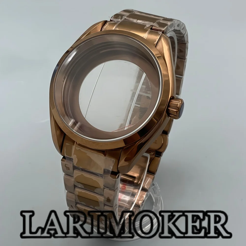 Корпус часов LARIMOKER 40 мм кофейного цвета с покрытием из нержавеющей стали, браслет Oyster, застежка-бабочка, сапфировое стекло для механизма NH35