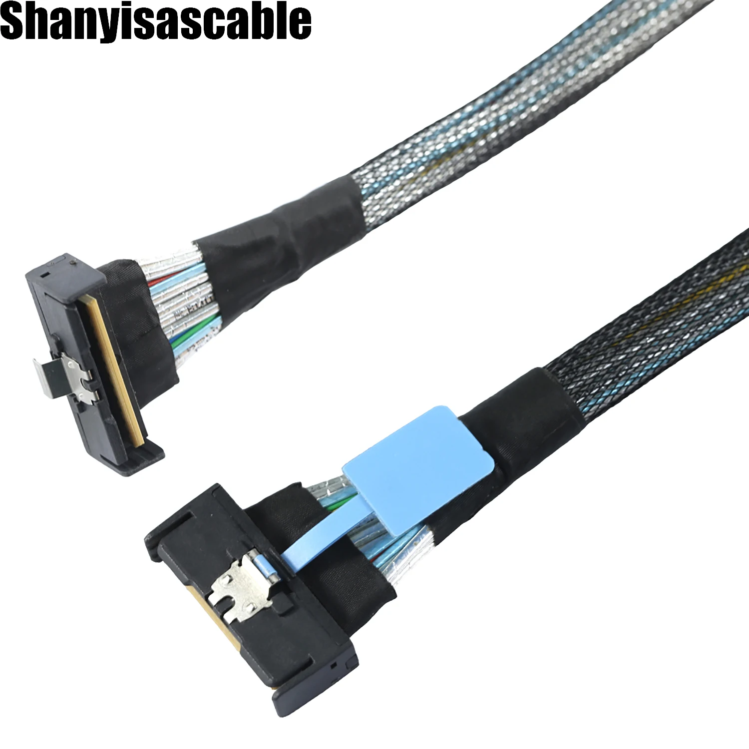 1.0M PCI-E 5.0 Mini Cool Edge MCIO PCI-E MCIO 74Pin Male to Slimline SAS 90-degree MCIO 8i 74Pin Male Extender Angled Cable