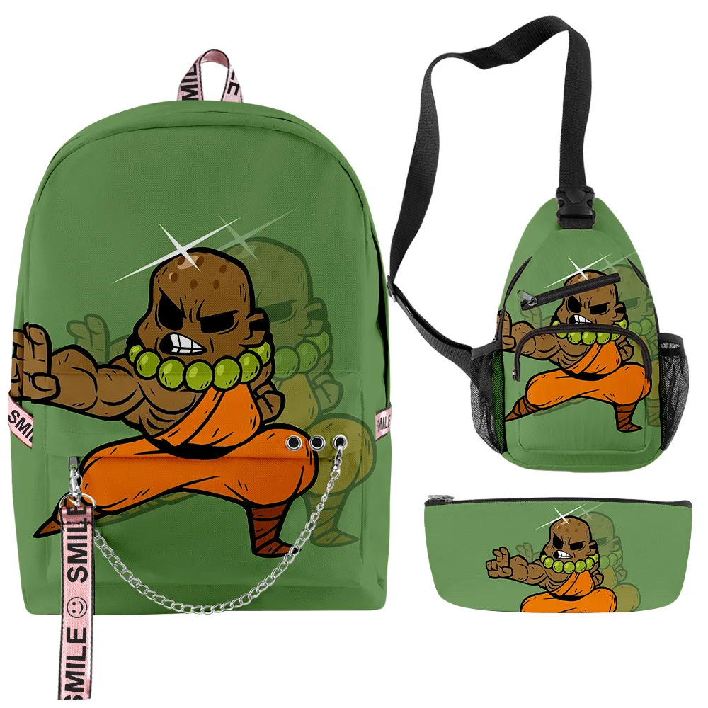 Clásico Popular divertido nadie salva el mundo impresión 3D 3 unids/set mochilas escolares mochila de viaje multifunción bolsa de pecho estuche para lápices