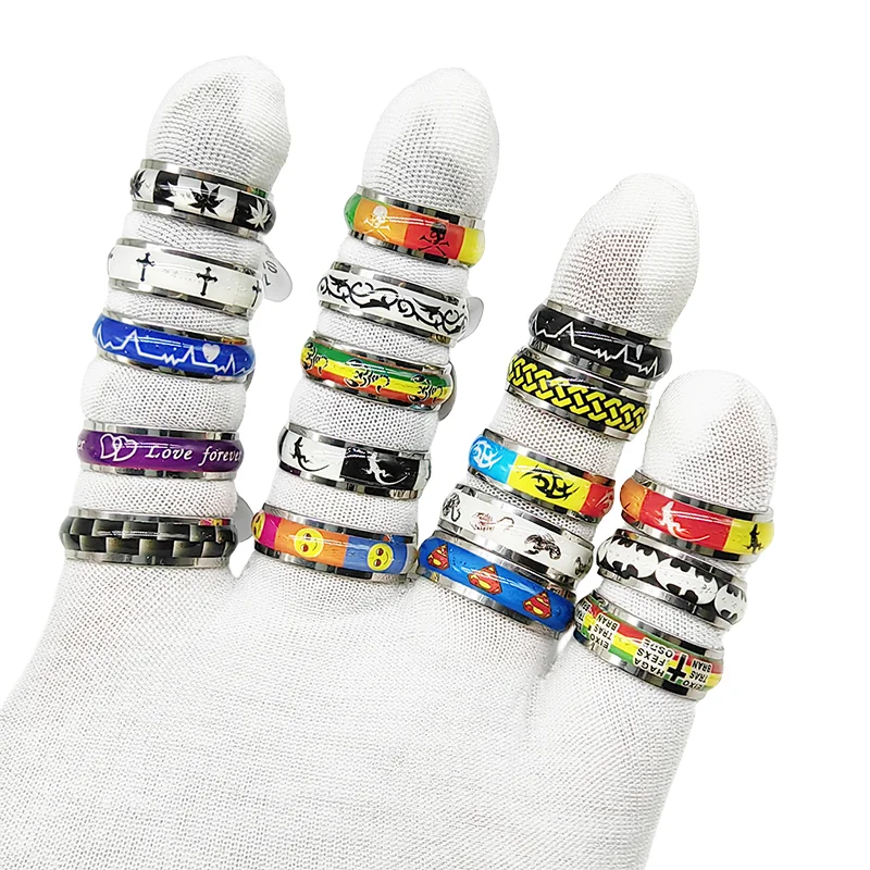 Anillos de acero inoxidable para mujeres y hombres, joyería de amor de Calavera, Animal, estilo mixto de fábrica, Color plateado, anillos de articulación de dedo, fiesta, Bar, 50 unids/lote