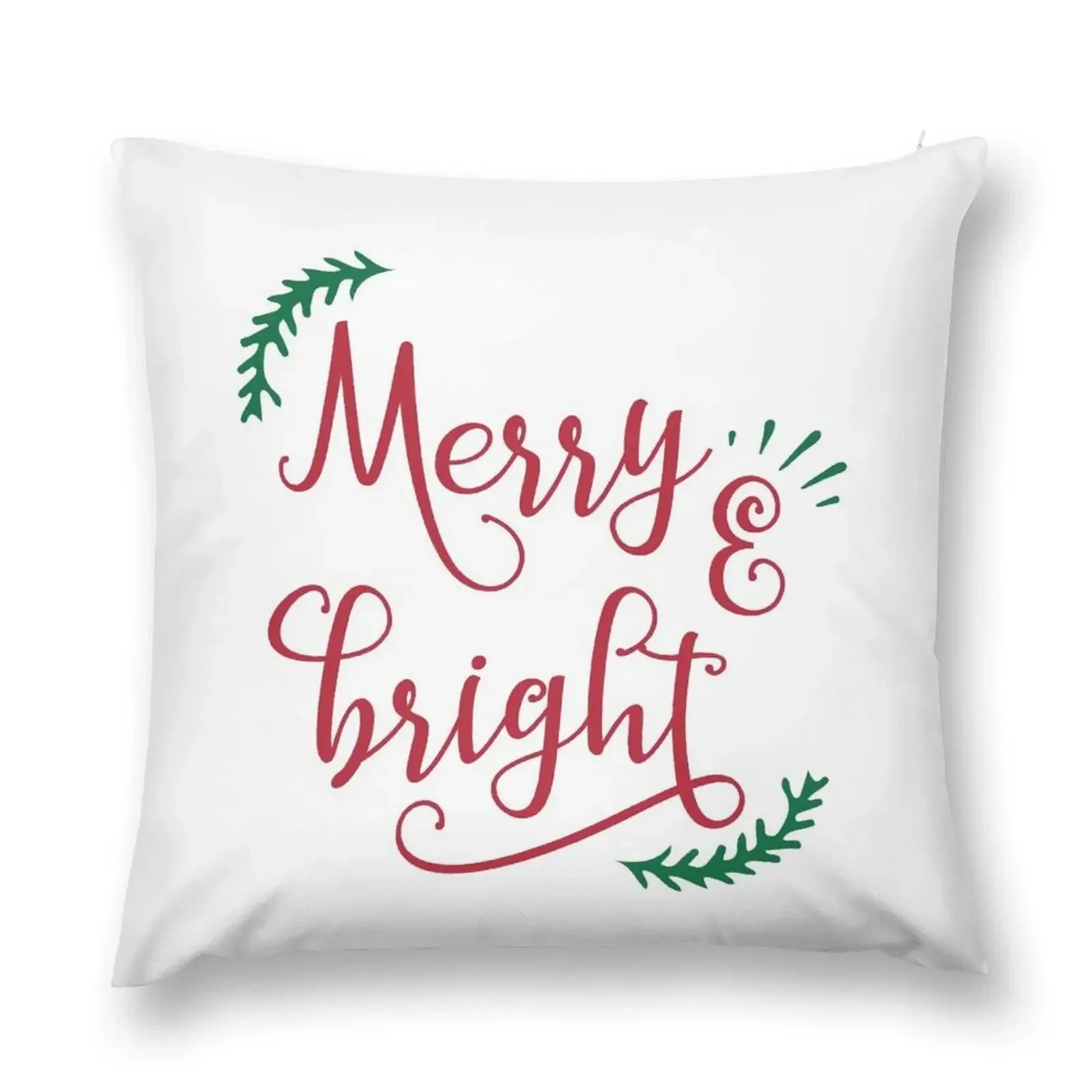 

Red and Green merry and bright christmas Typography Throw Pillow Plaid Sofa pillow pillowcase pillow