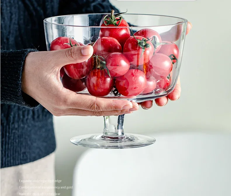 Large tall glass, fruit salad cup, net celebrity pudding cup, oversized ice cream cup, glass fruit bowl