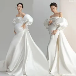 Korean Version of New Maternity Photo Clothing High-end Simple Maternity Dress White Beautiful Photo Photography Clothing