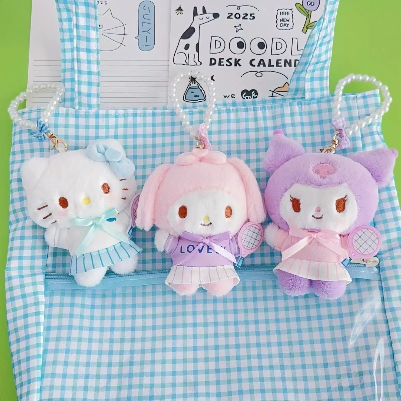 Breloczek pluszowy Sanrio Hello Kitty, uroczy breloczek z kreskówkami Kuromi, Cinnamoroll, My Melody, pluszaki anime dla dzieci i dziewczynek, prezenty świąteczne
